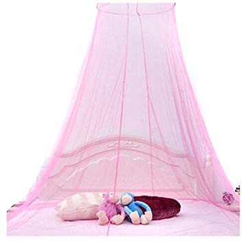 Home Pink Bed Mosquito Netting Mesh Canopy Round Dome Bedding Net