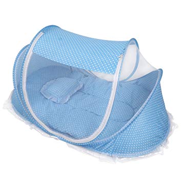 Baby Infant Travel Bed,Portable Folding Mosquito Net Anti-Bug Crib Tent Newborn Crib Summer Autumn...