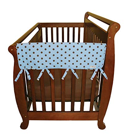 Trend Lab Cotton CribWrap Rail Covers for Crib Sides (Set of 2), Blue with Brown Dot, Wide for Crib Rails...