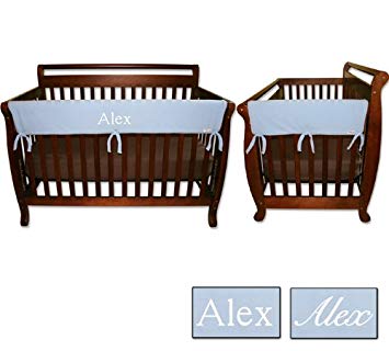 Personalized Embroidered 3pc Trend Lab Crib Wrap Rail Guard Set, Blue