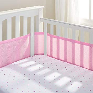 Breathablebaby Mesh Crib Bumper - Breathable, Hypoallergenic Fabric (Pink Mist)