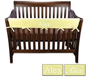 Personalized Embroidered Name Trend Lab Crib Wrap Rail Guard for Long Rail, Yellow