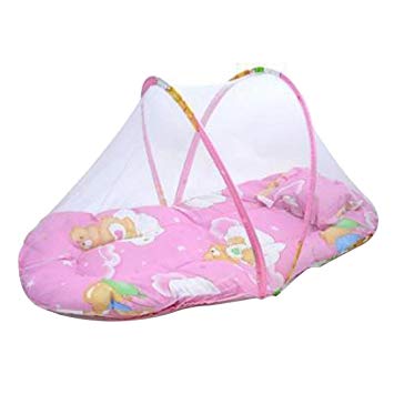 DDLBiz Baby Bed Cushion mosquito Portable Folding Crib Mattress Child (Pink)
