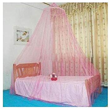 SODIAL(TM) Pink Round Lace Mosquito Bed Canopies Netting