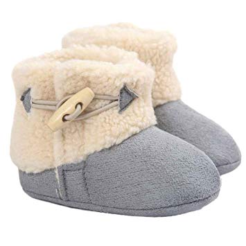 Binmer(TM) Baby Keep Warm Soft Sole Snow Boots Soft Crib Shoes Toddler Boots (12~18M, Gray)