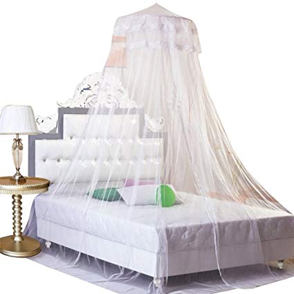 Housweety G00616 Dome Bed Canopy Netting Princess Mosquito Net, White