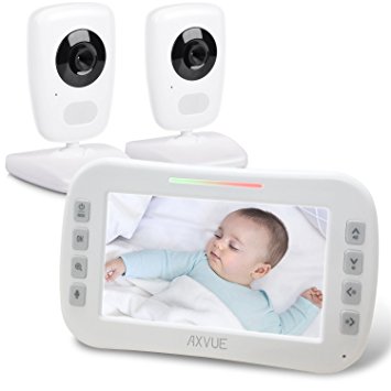 AXVUE E632 Video Baby Monitor with Two Cameras and 5“ LCD, Night Vision, Temperature Detection, 2-Way...