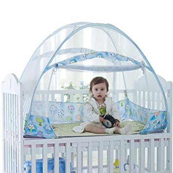 Baby Crib Tent Safety Net Pop Up Canopy Cover - Foldable Baby Bed Mosquito Net Tent Kids Nursery Crib...