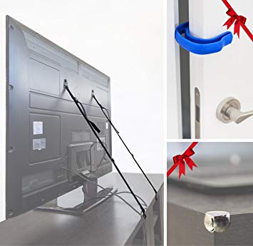 TV Child Proofing and Furniture Anti-Tip Straps, with 1 bolts Free Door Fingers Guard and 4 screws...